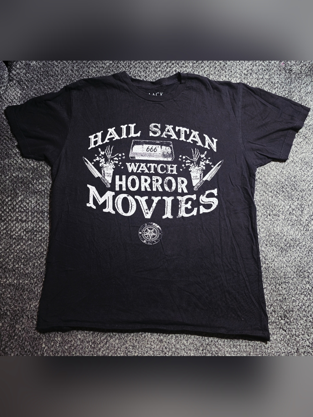 BlackCraft Cult Hail Satan Watch Horror Movies T-Shirt Black Mens Size L(Unisex)
